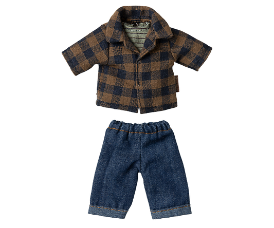 Brown Checked Shirt and Pants - Dad Mouse