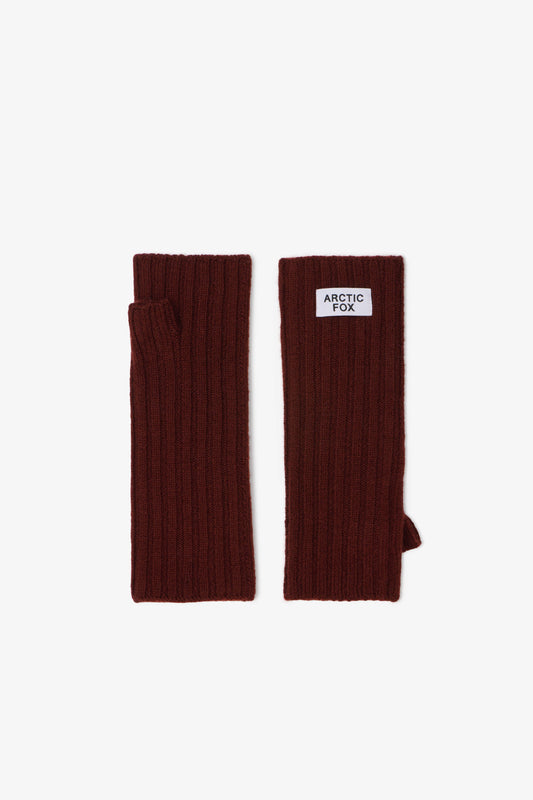 Merino Wool Fingerless Gloves - Dark Walnut Brown - AW25
