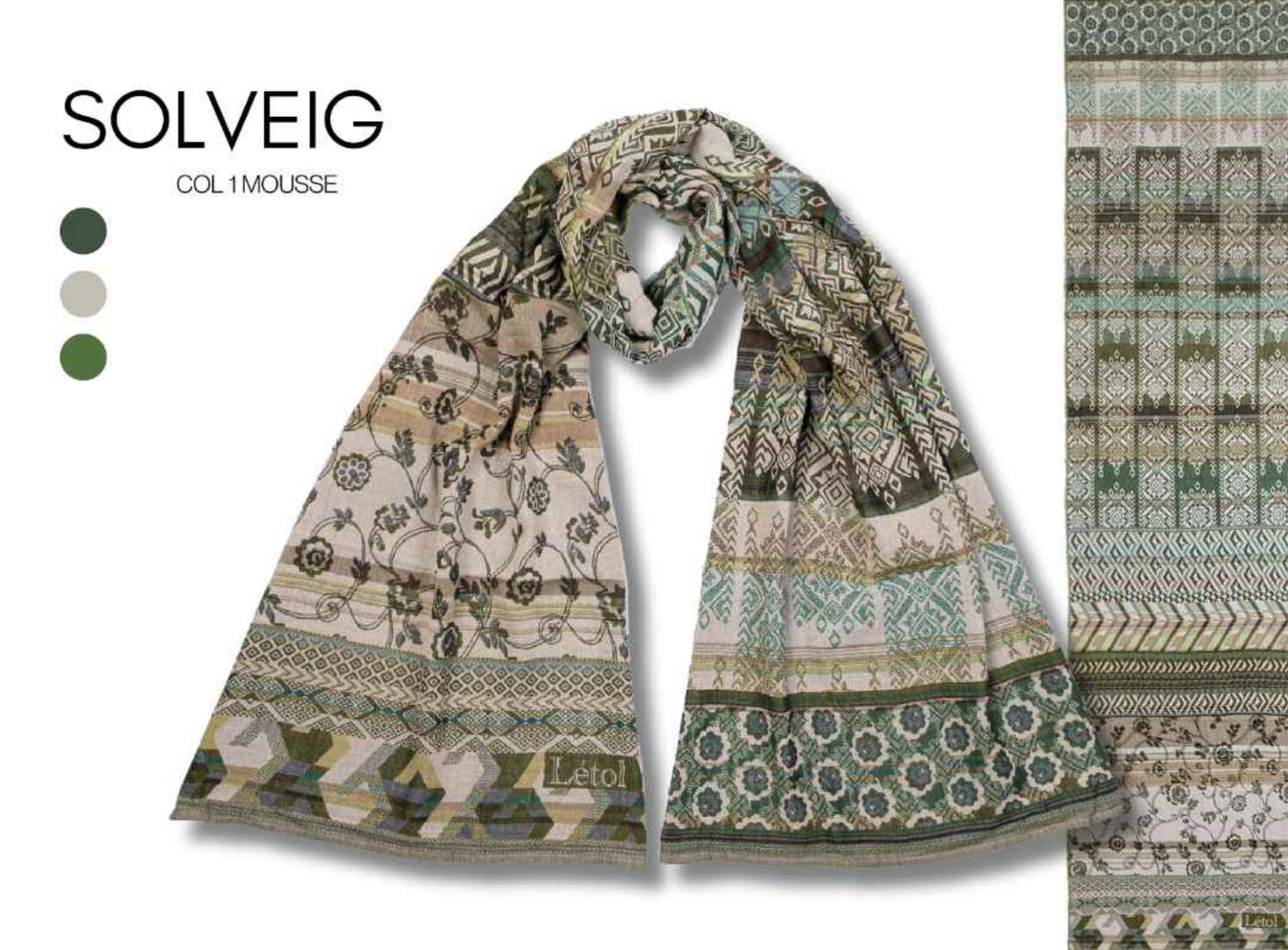 French Jacquard Scarf  - Solveig Mousse