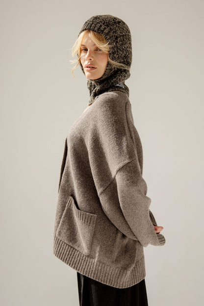 The Alpaca Balaclava Fitted Hood - Frosted Walnut - AW24