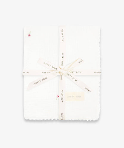 Embroidered Muslin Blanket - Anemone