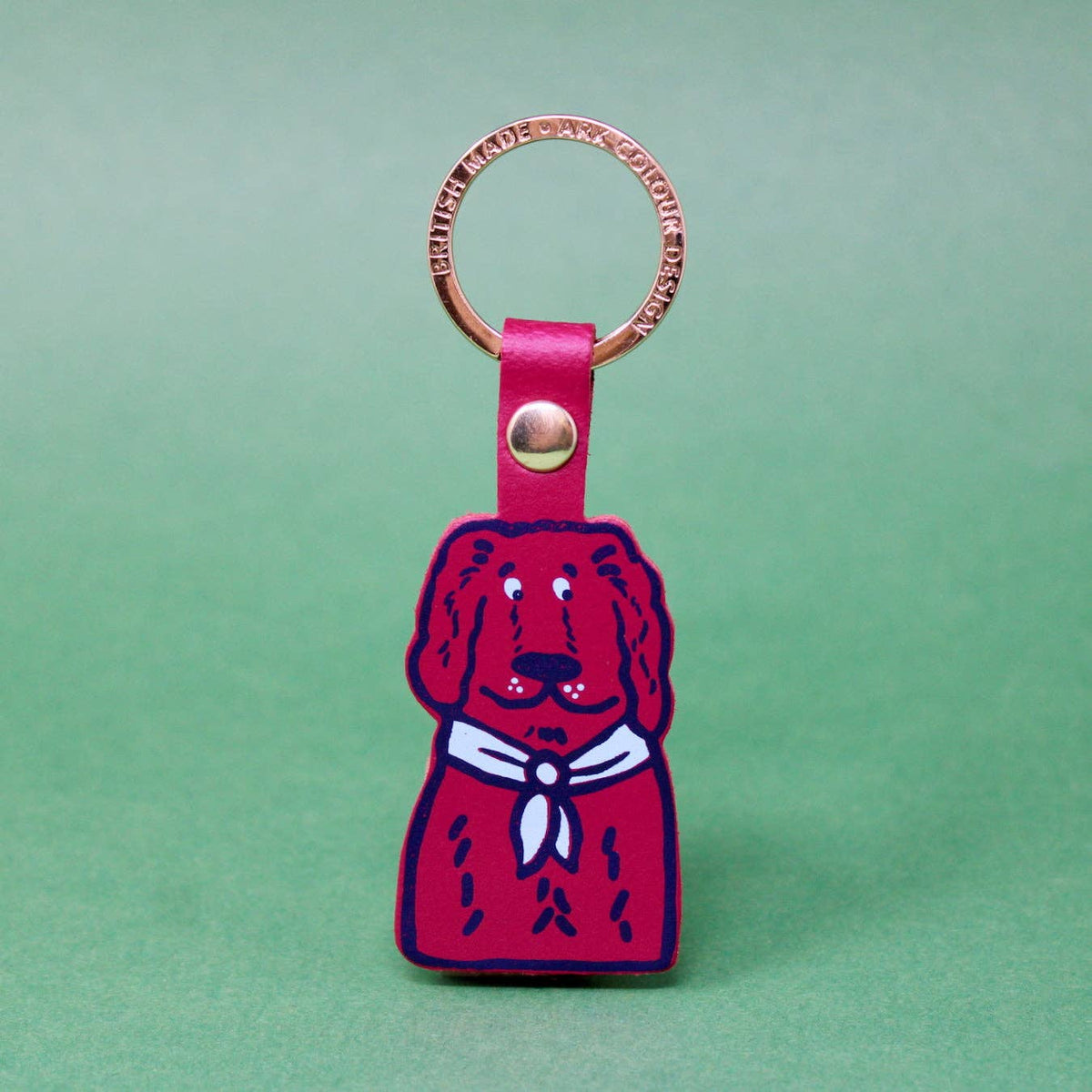 Spaniel | Leather Key Ring | Gold Plated: Sage