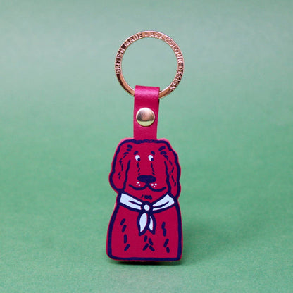 Spaniel | Leather Key Ring | Gold Plated: Sage