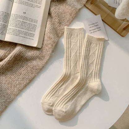 Warm Socks - Knitted Cashmere Crew Cozy Socks For Women: Dark khaki