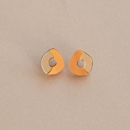 'Oh' Stud Earrings: Orange & Gold