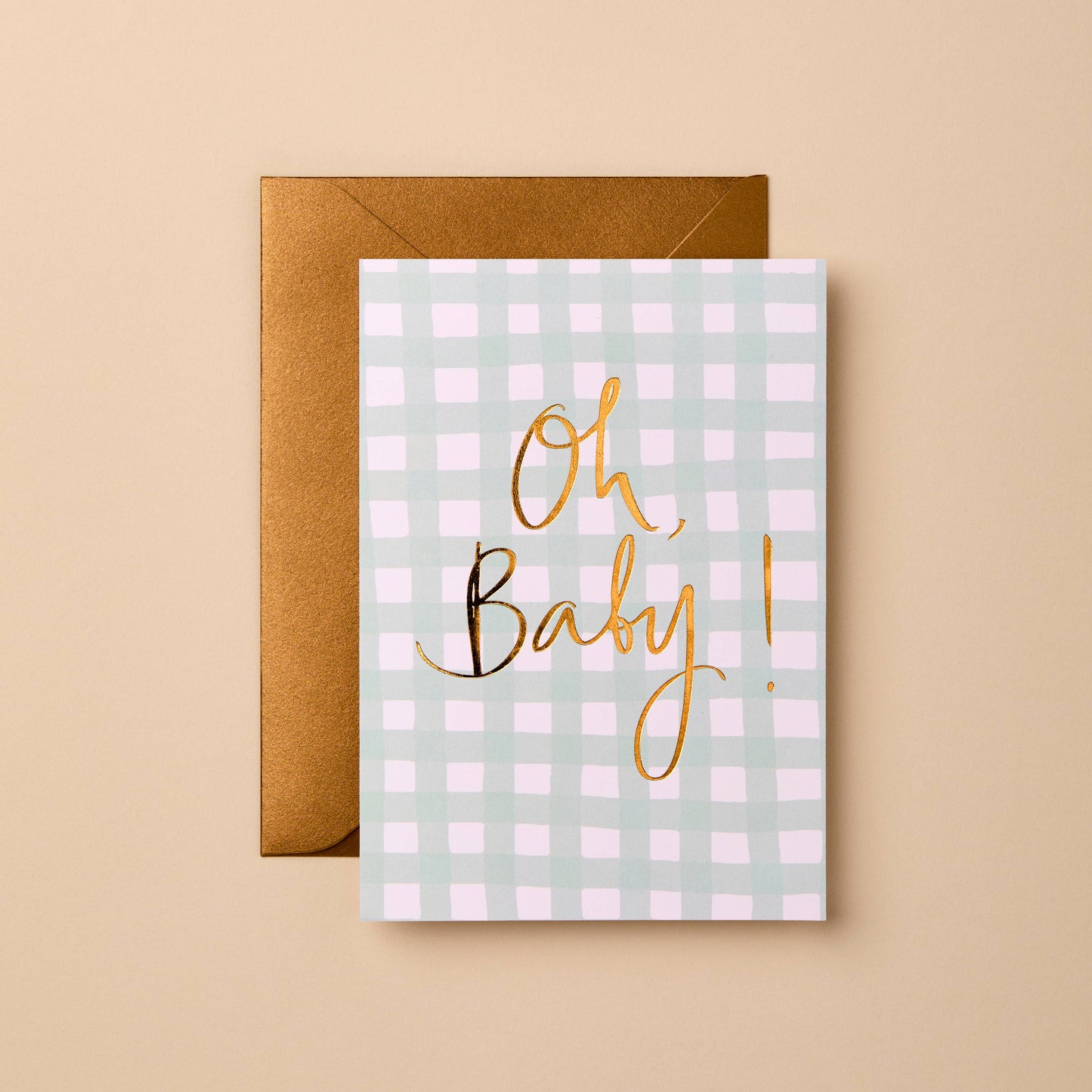 Oh Baby!-Blue | Gingham New Baby Card | Congratulations Card