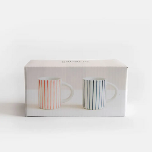 Multi Stripe Set Of Two Espresso Mugs