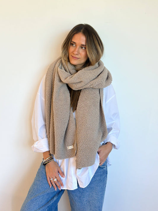 Large Sherpa Scarf Snow - Beige