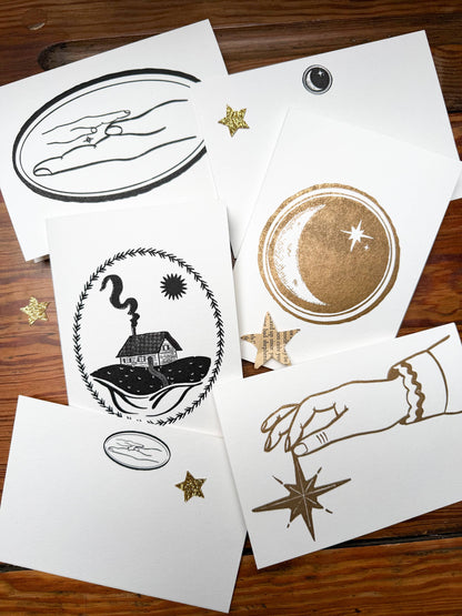 Home letterpress greeting card - folk magic