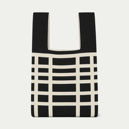 Graphic Grid Knitted Bag - Small