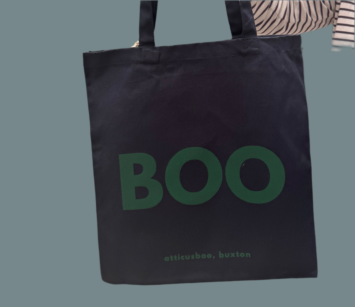 BOO tote bag - Green on Navy
