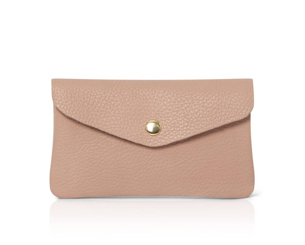 Genuine Leather Coin Purse And Card Holder-Medium: Orange