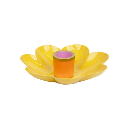 Coloured Enamel Flower Shaped Candle Holders | Summer Decor |