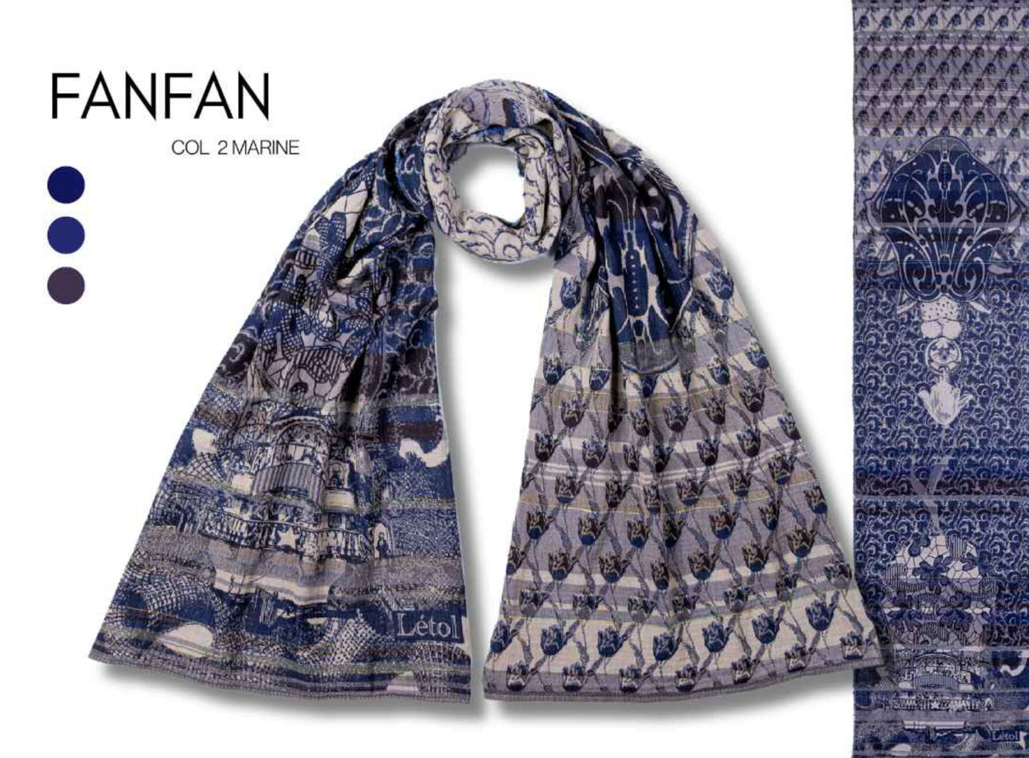 French Jacquard Scarf  - Fanfan Marine