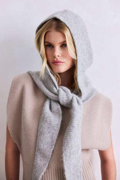The Alpaca Hooded Scarf - Blizzard Grey - AW25