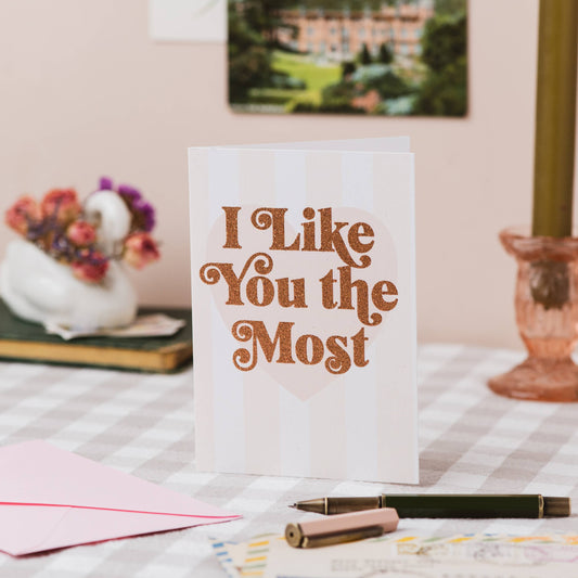 'I Like You the Most' Card with Biodegradable Glitter: Cellophane