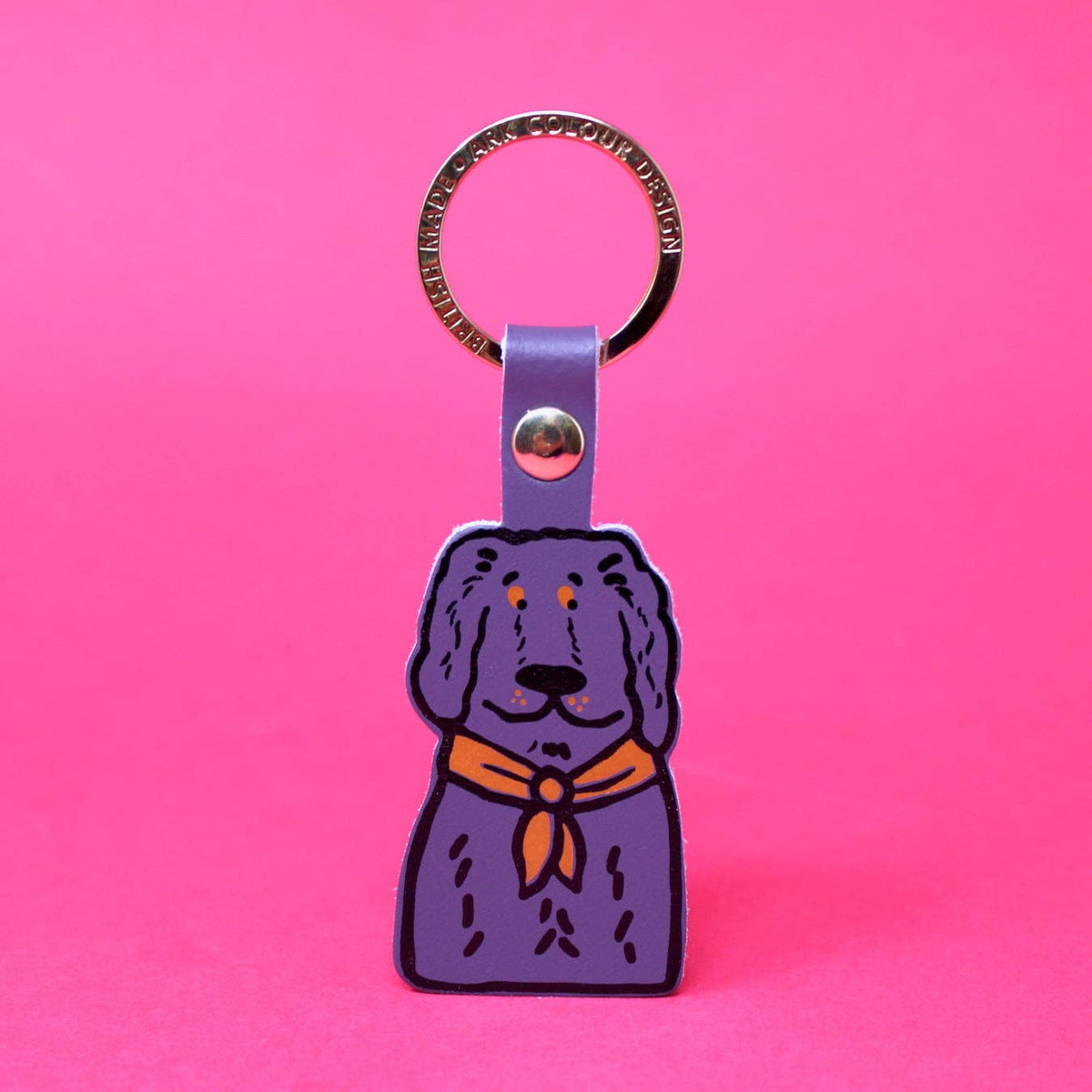 Spaniel | Leather Key Ring | Gold Plated: Sage