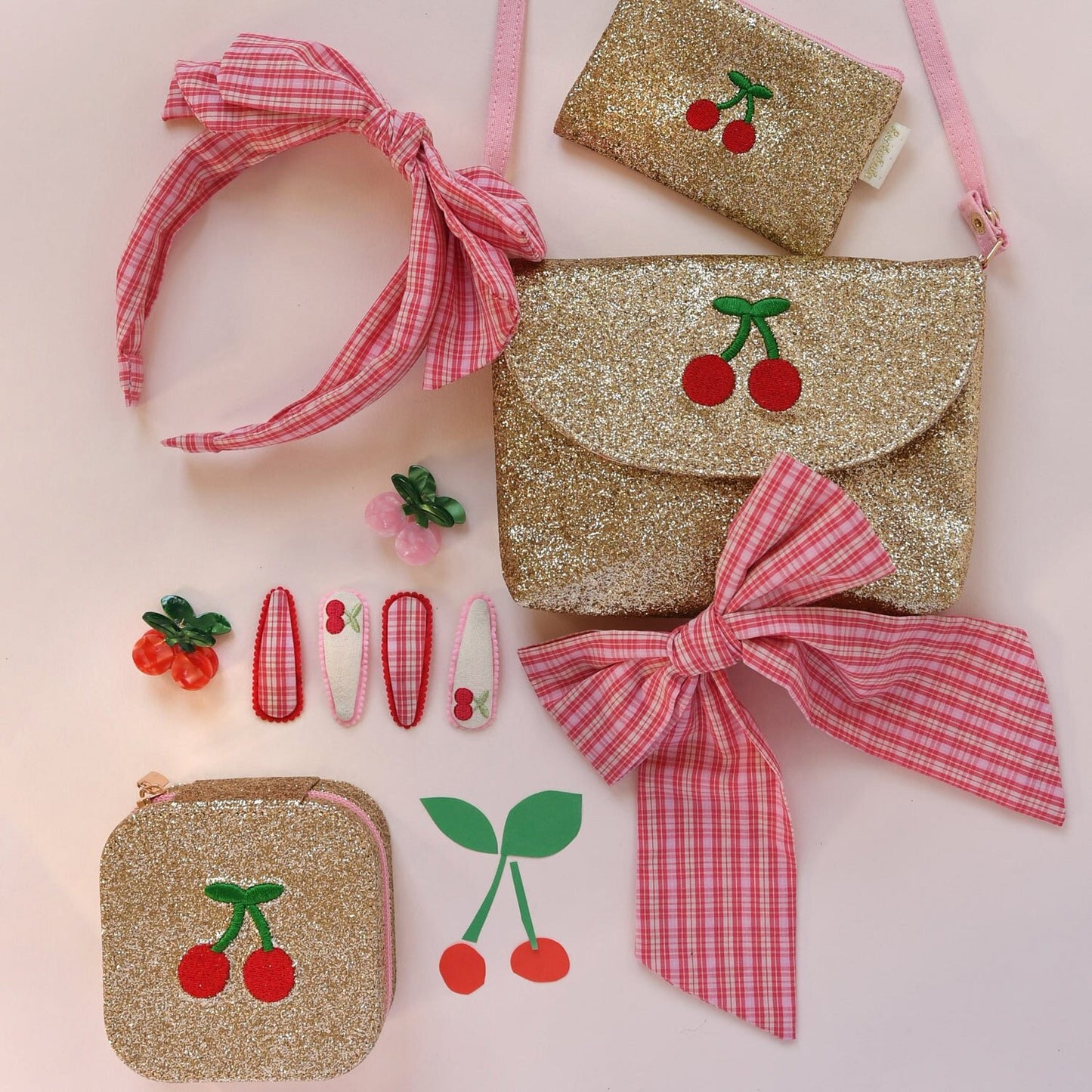 Cherry Dreams Glitter Square Jewellery Box