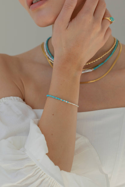 NORI Turquoise 925 Sterling Silver Bracelet - Waterproof