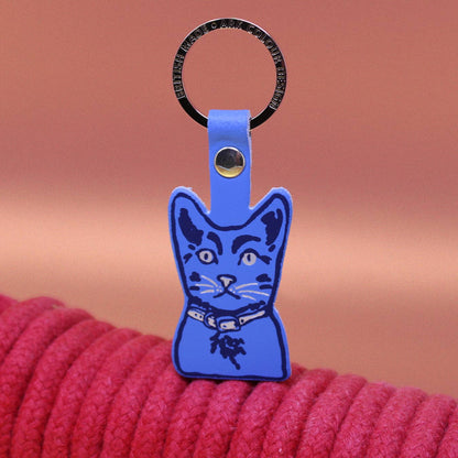 Tabby Cat | Leather Key Ring | Gold Plated: Orange