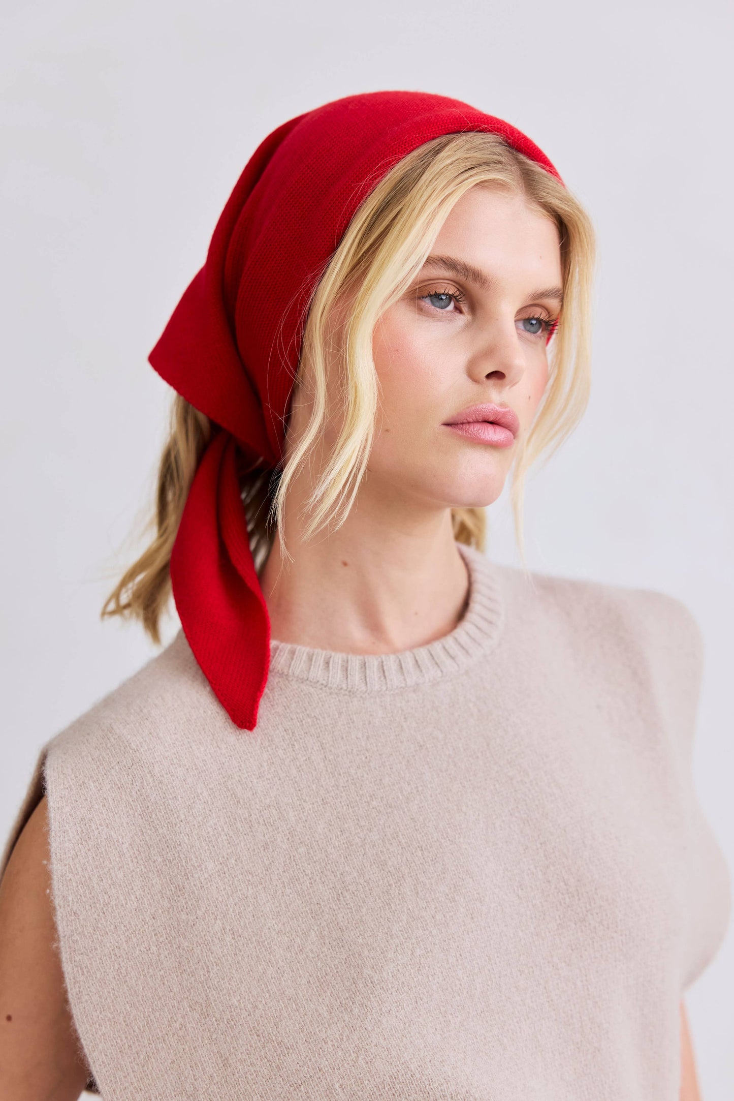 Merino Wool Triangle Scarf - Flame Red - AW25