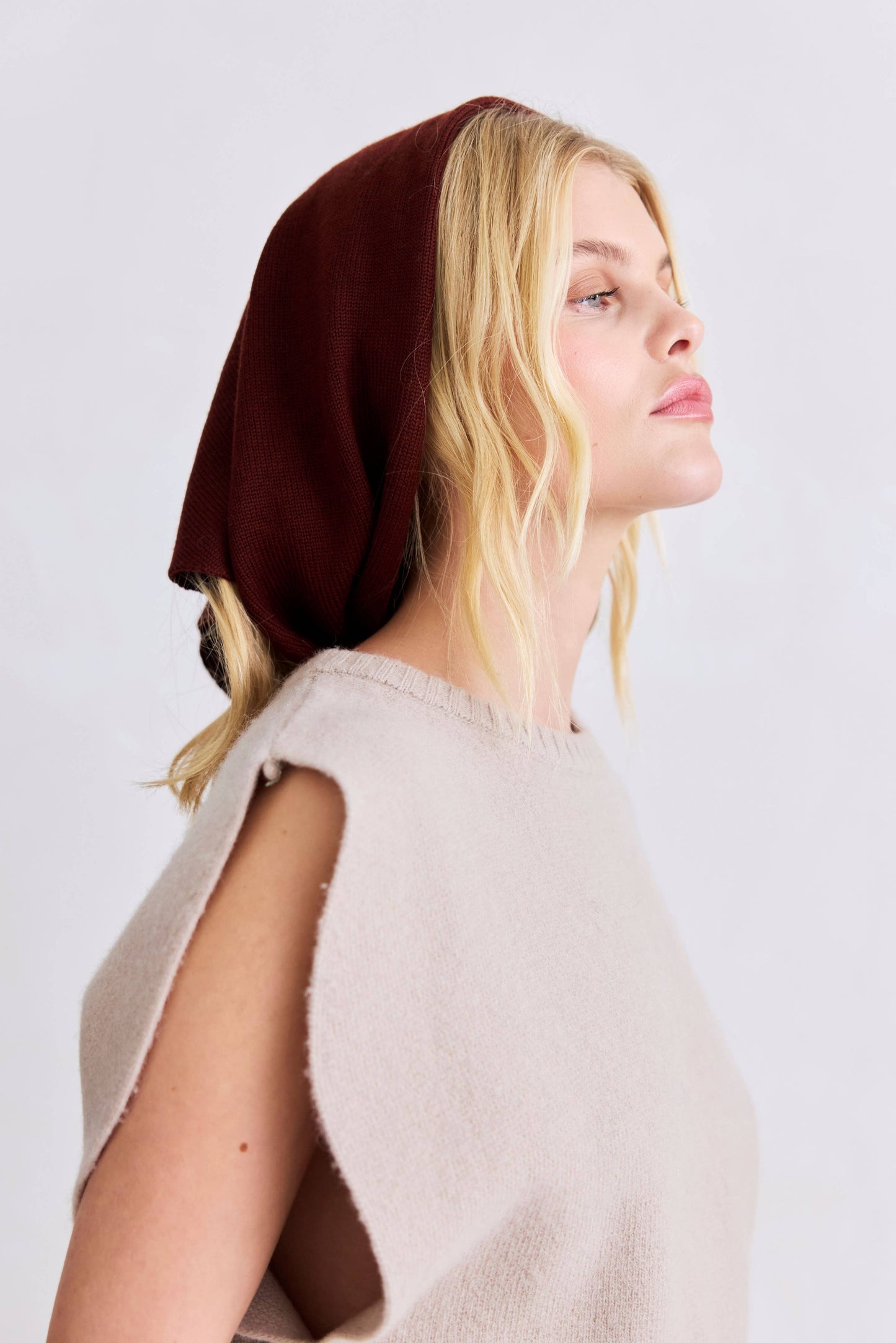 Merino Wool Triangle Scarf - Dark Walnut Brown - AW25