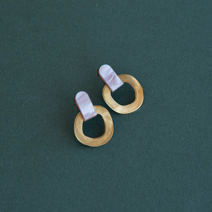 Around Brass Stud Earrings in Lilac