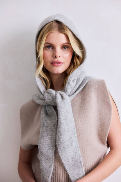 The Alpaca Hooded Scarf - Blizzard Grey - AW25