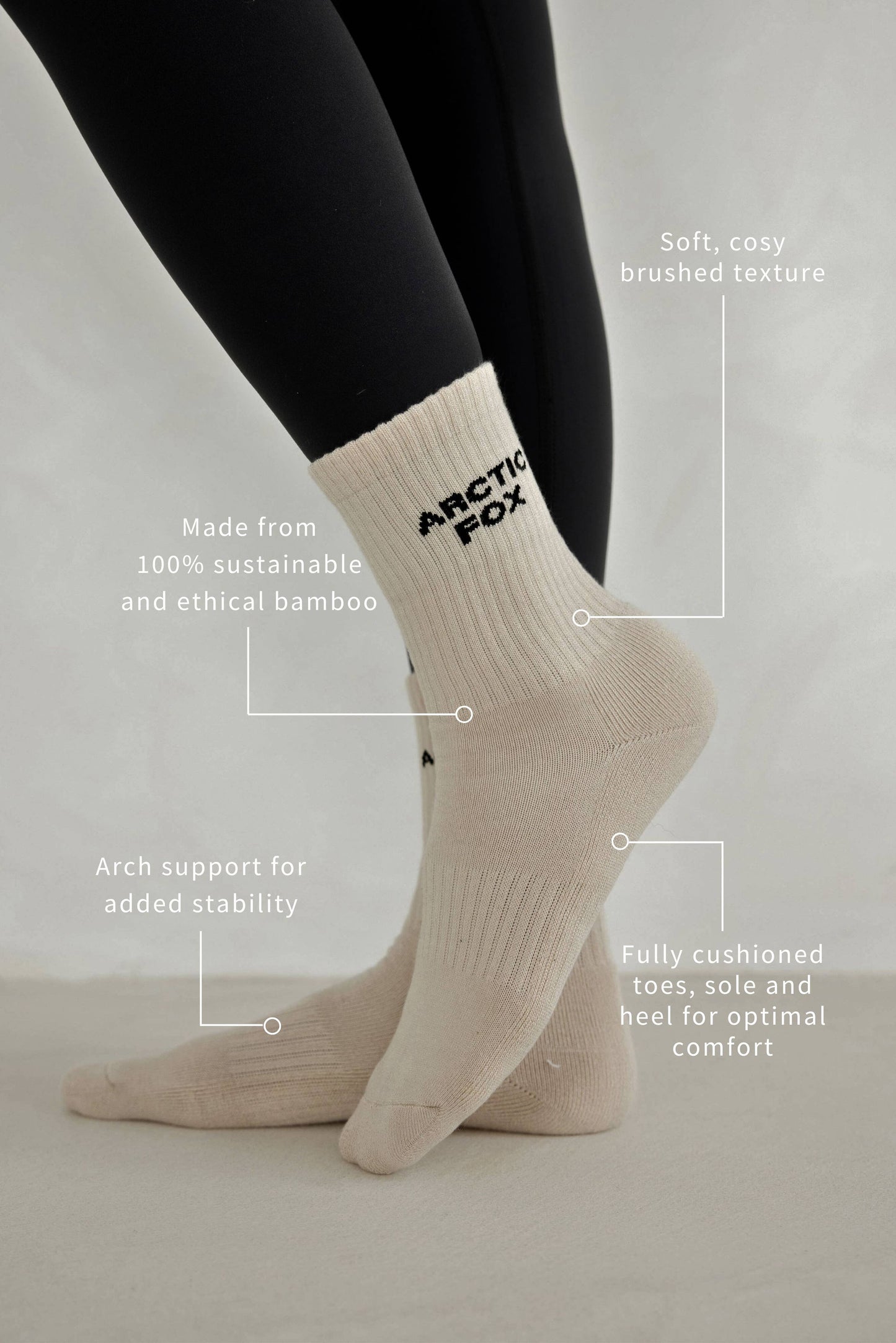 Sporty Socks - 100% Bamboo - Off White - AW25