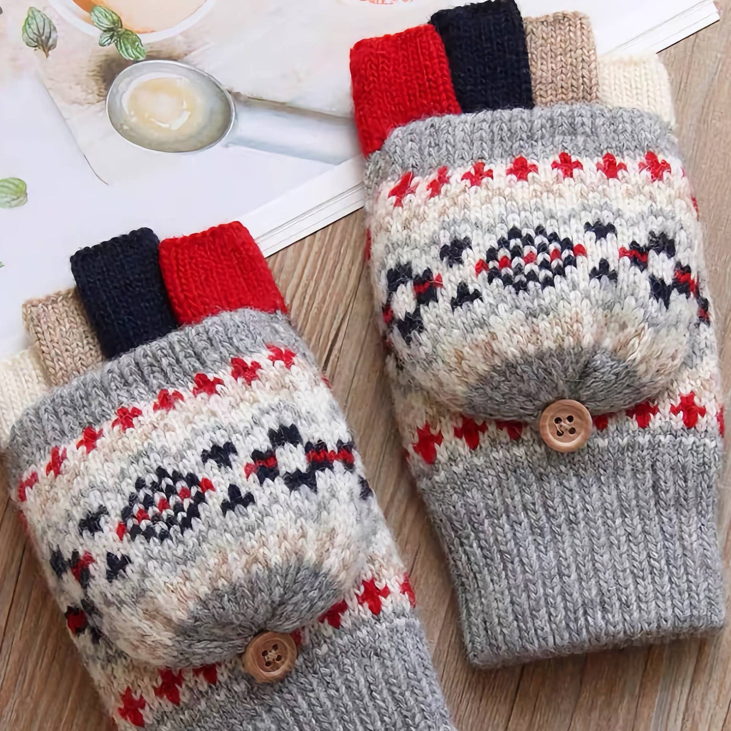 Women's Fingerless Woolen Gloves - No.1