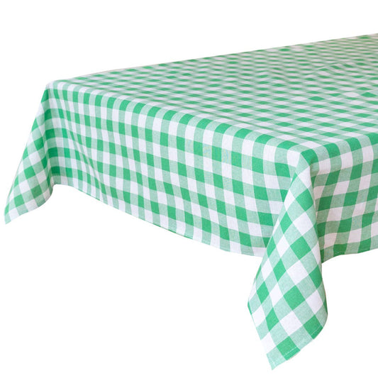 Green & White Fabric Gingham Tablecloth | Spring | Summer |