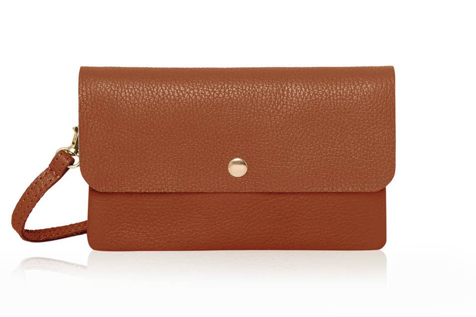 Italian Leather Classic Small Messenger Crossbody Bag: Smoke Rose