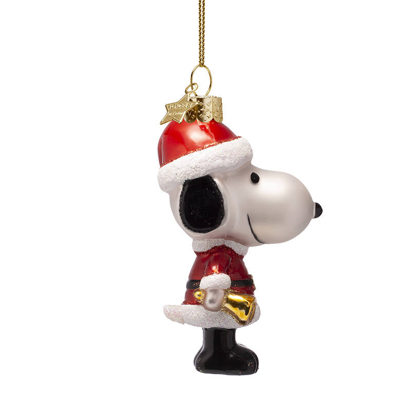 Peanuts Glass Ornament -  Snoopy with Christmas Outfit