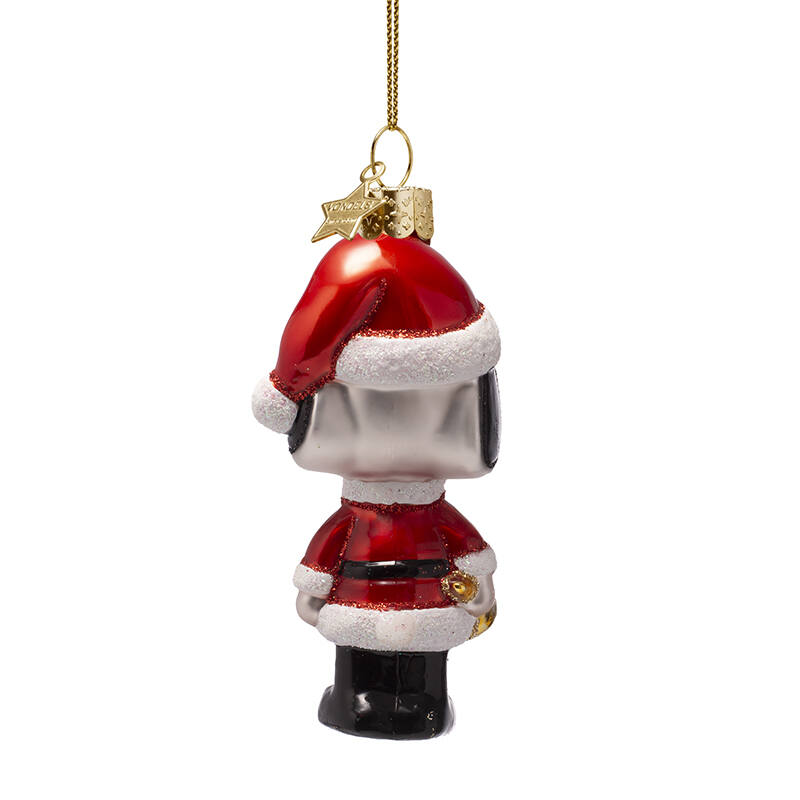 Peanuts Glass Ornament -  Snoopy with Christmas Outfit