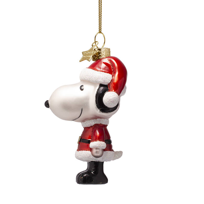 Peanuts Glass Ornament -  Snoopy with Christmas Outfit