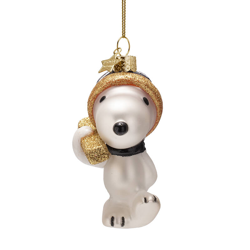 Peanuts Glass Ornament -  Snoopy with Skis