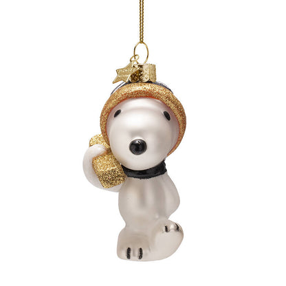 Peanuts Glass Ornament -  Snoopy with Skis