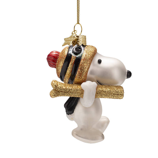 Peanuts Glass Ornament -  Snoopy with Skis