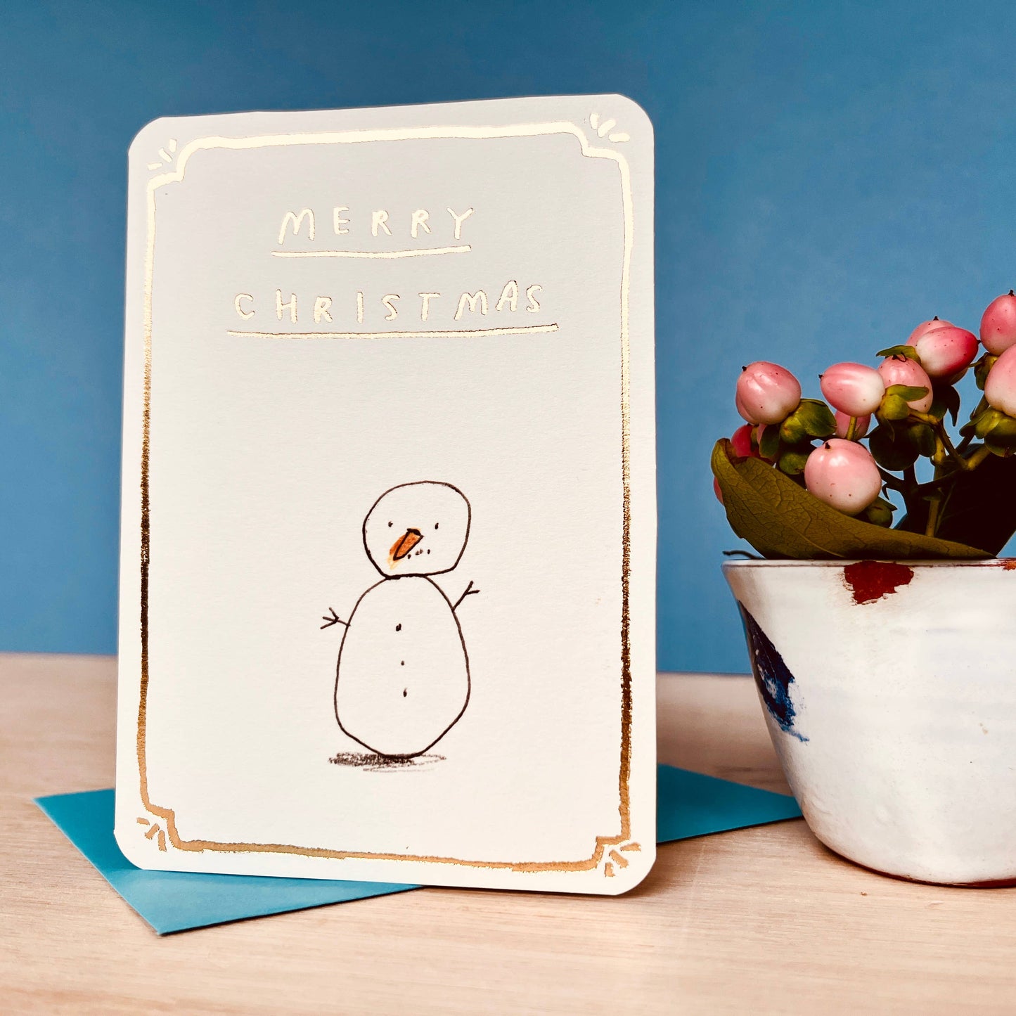 Gold Snowman Christmas Card