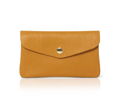 Genuine Leather Coin Purse And Card Holder-Medium: Orange