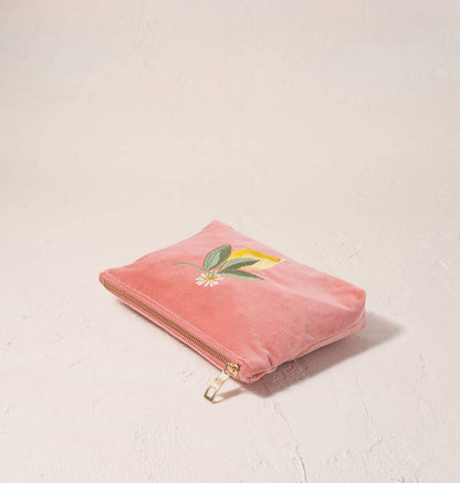 Lemon Blossom Mini Pouch - Coral Velvet