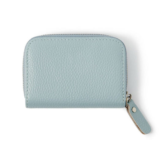 Italian Handmade Mini Zip Card Holder: DUCK EGG BLUE