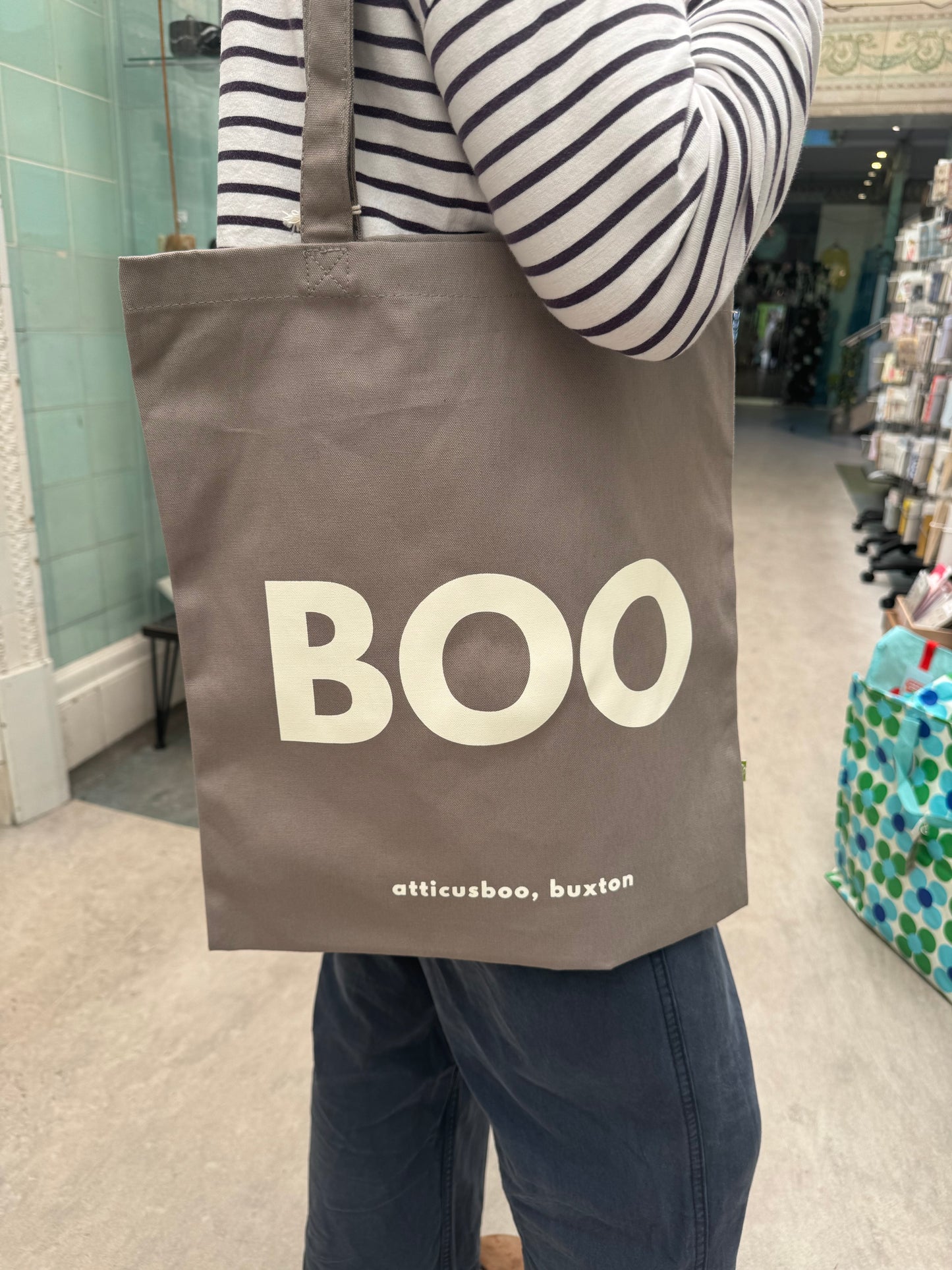 BOO tote bag - Stone on Mushroom