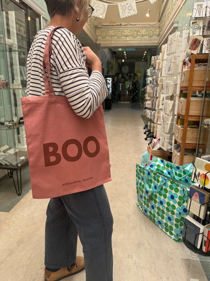 BOO tote bag - Rose on Pink