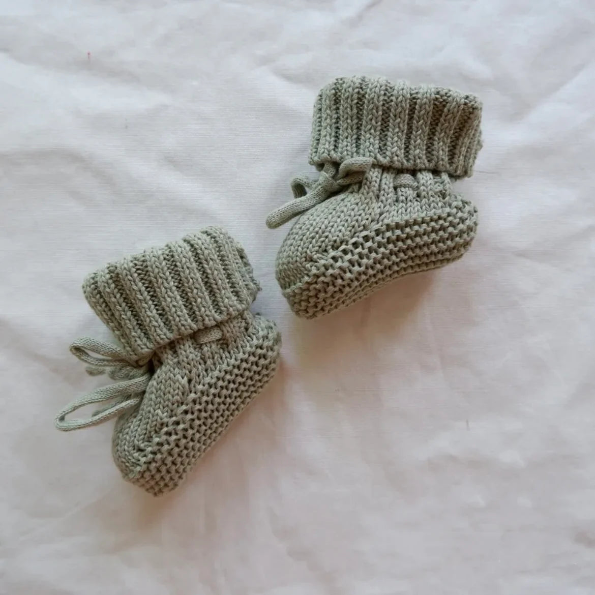 Knitted Baby Booties - Sage