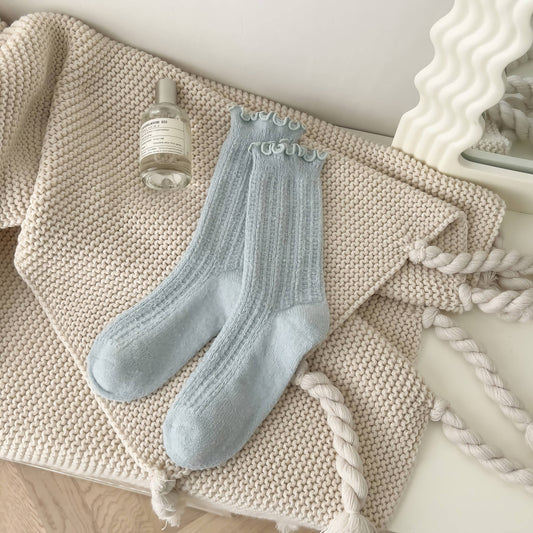 Breathable Ruffle Socks - Knitted Wool Warm Crew Socks: No.7