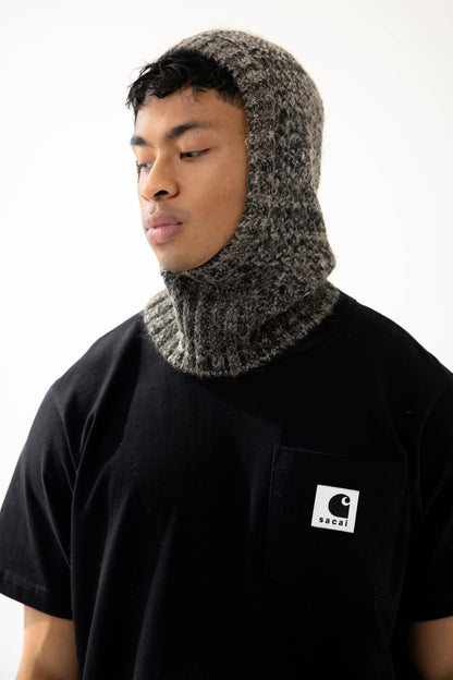 The Alpaca Balaclava Fitted Hood - Frosted Walnut - AW24