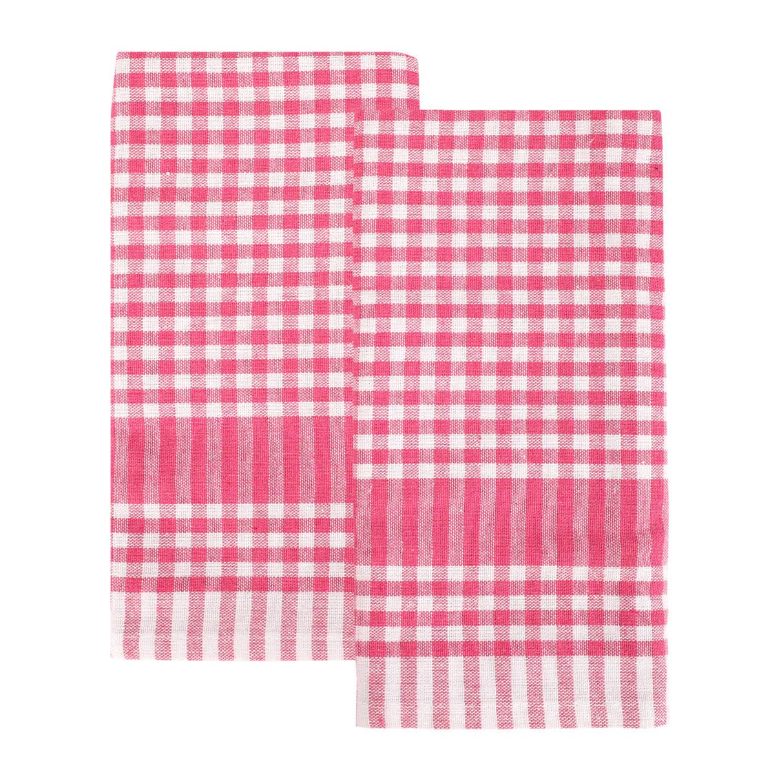 Raspberry & White Fabric Gingham Napkins/Tea Towels |2 Pack|