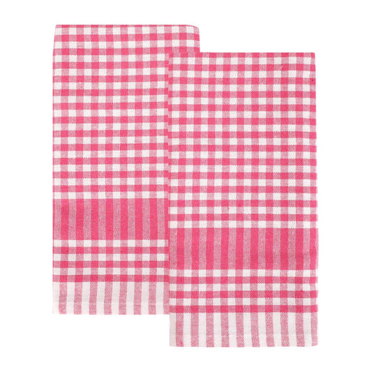 Raspberry & White Fabric Gingham Napkins/Tea Towels |2 Pack|
