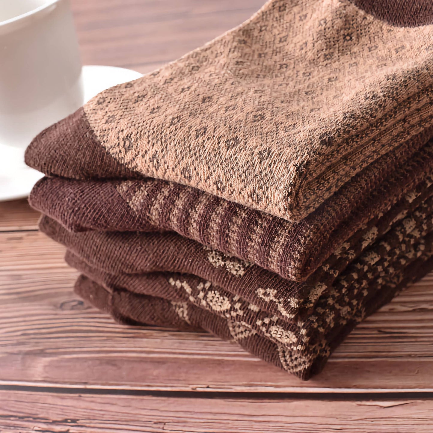 Retro Coffee Brown Cotton Socks for Women | No.5